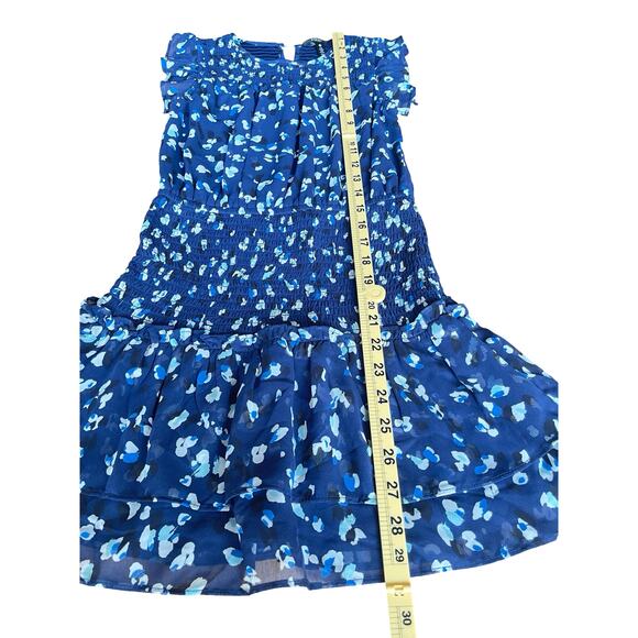 Aqua Girls’ Speckle Flutter Smocked Big Kid Dress, Navy Blue Floral - Size Large - Picture 9 of 11